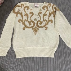 White Sweater with gold design
